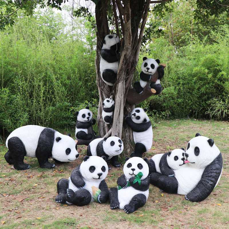 户外园林花园树脂玻璃钢动物雕塑爬树挂件装饰泉州仿真大熊猫摆件