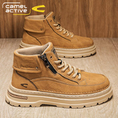 靴男士 德国骆驼动感马丁靴男冬季 高帮英伦风中帮工装 真皮复古短靴