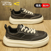 春季 百搭休闲运动板鞋 男士 德国骆驼动感男鞋 真皮黑色上班工作潮鞋