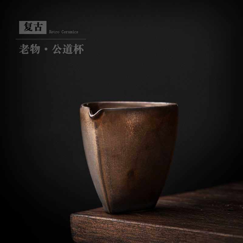 涧影三角公道杯手工复古粗陶公道杯茶海鎏金铁釉分茶器公杯匀杯,农机/农具/农膜,其它农用工具,淘宝优惠券,粉丝福利购,淘宝优惠卷