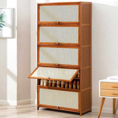 5V室内楠竹实木出租房鞋柜鞋架子门口多层容量防尘家用简易收