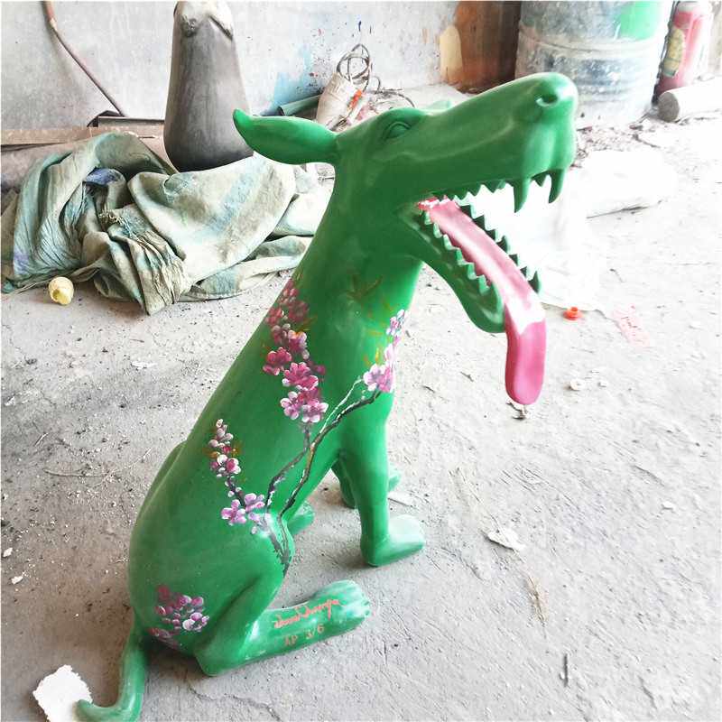 卡通动物玻璃钢雕塑彩绘狗户外园林景观工艺品动物雕塑装饰品摆件