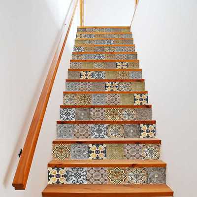 Aliexpress货源波西米亚风楼梯贴即剥即离墙贴台阶楼梯家居装饰