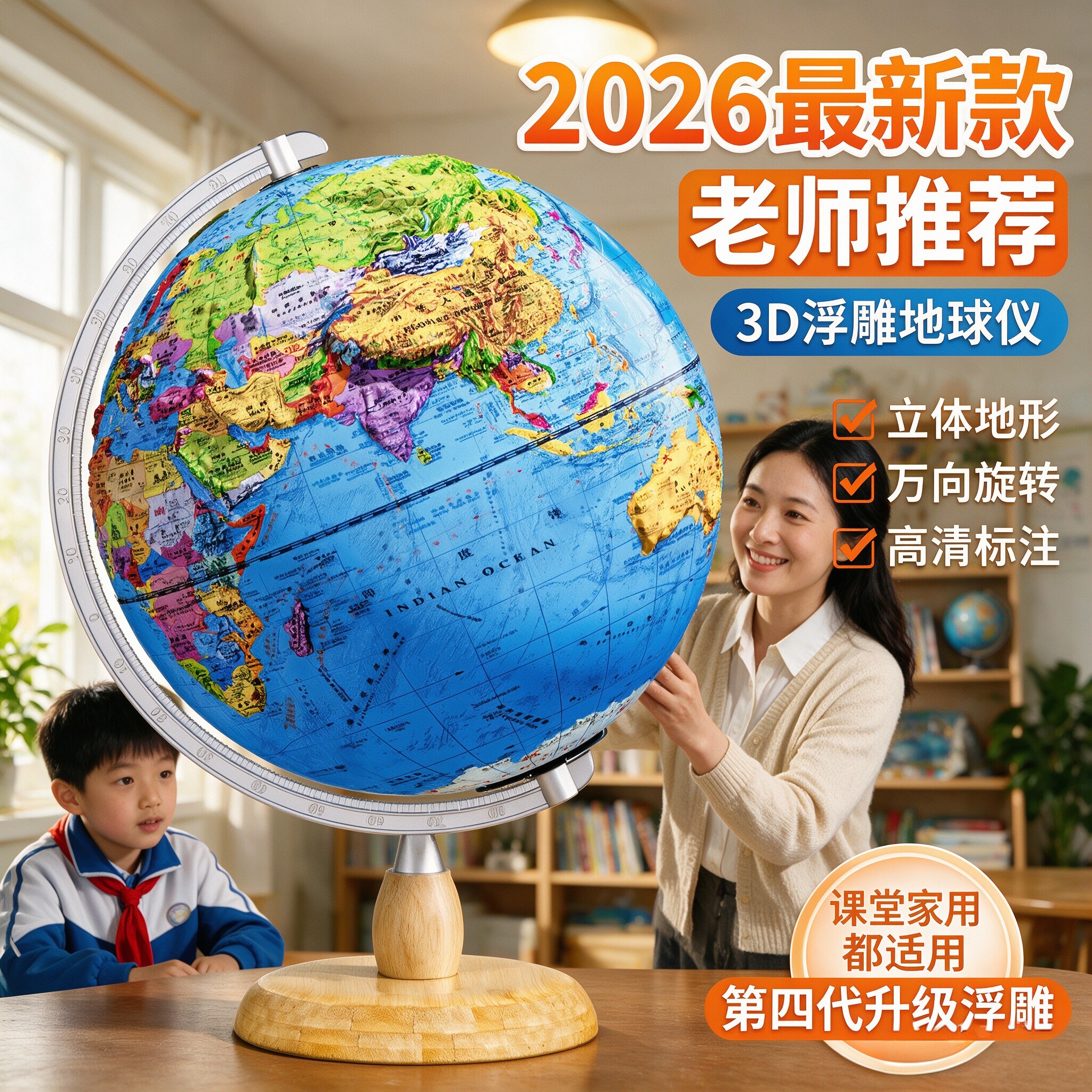 晨光2026AR地球仪15mm浮雕图片