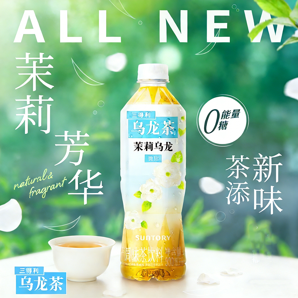 三得利茉莉乌龙茶微甜500ml*15瓶茉莉花式乌龙茶饮料饮品整箱装