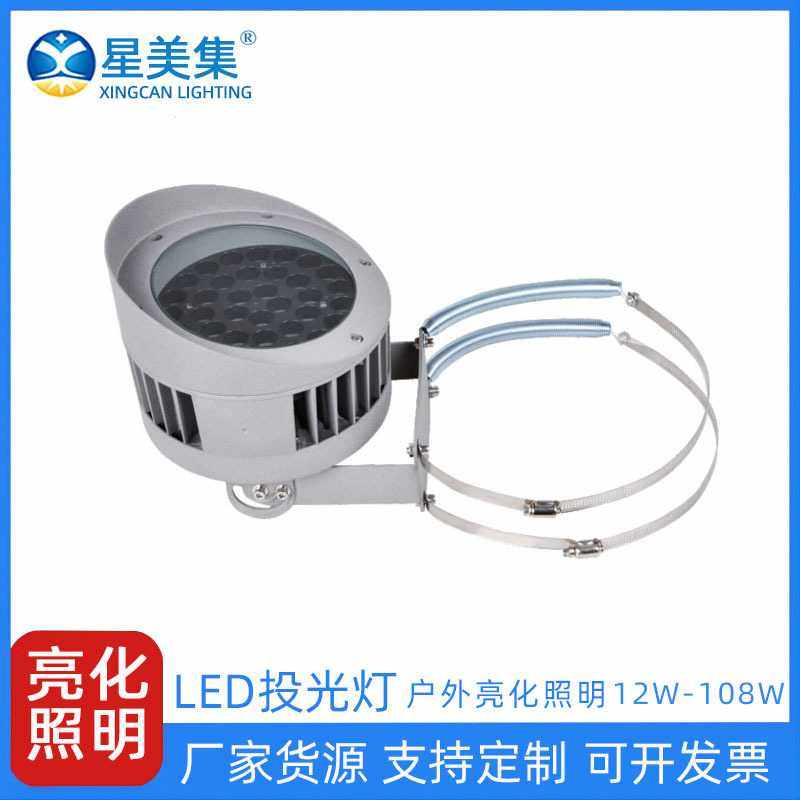 户外防水景观灯工程抱柱抱箍射树灯 12W18W园林工程LED专用投光灯