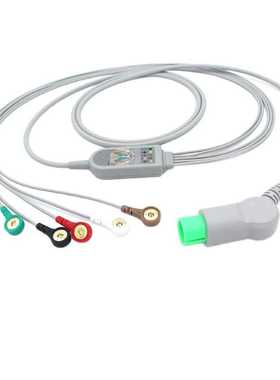 适用于MB526T12MB526T17遥测MB800HS一体5导心电导联线3导扣式