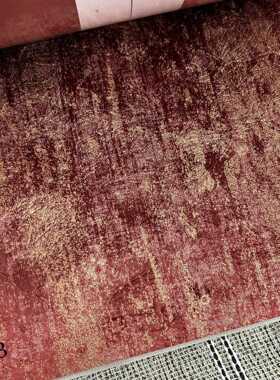 门幅145cm绒布压花烫金新中式凤尾羽毛图案红色黄色绿色绒布面料