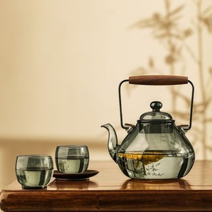 家用大容量可电陶炉加热煮茶器泡茶壶 玻璃煮茶壶复古提梁烧o水壶