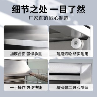 不锈钢碗柜商用学校餐厅橱柜饭店员工厨房多O功能配餐柜家用推拉