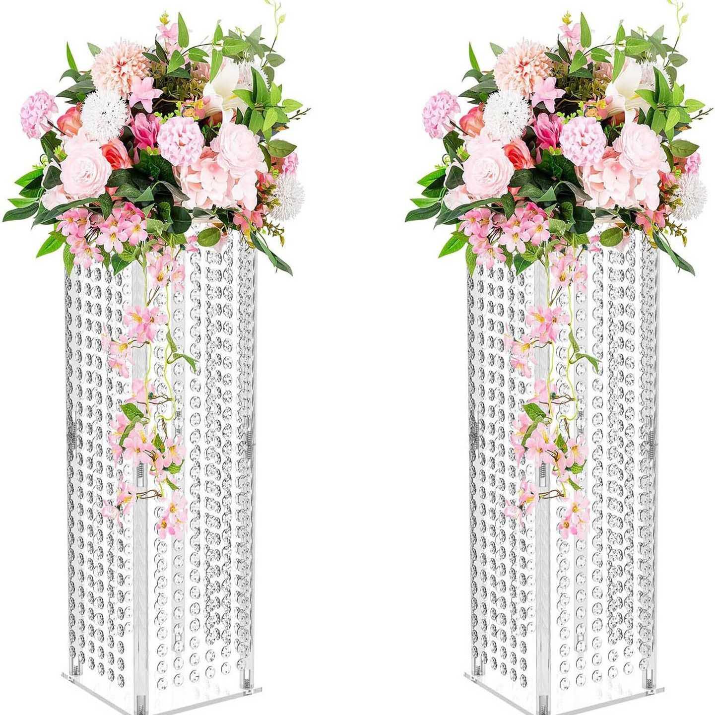 新款婚庆道具四方亚克力水晶路引花架亚克力花柱婚礼现场布置
