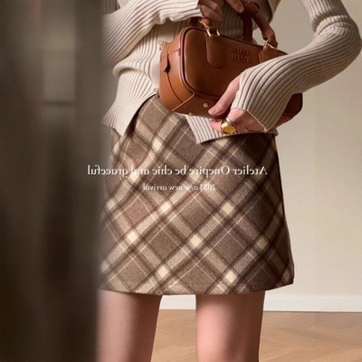 SUNSHINELION毛呢格子半身裙