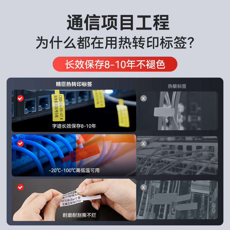 精臣M2通信线缆热转印标签打印机移动电信机房网络弱电光纤尾纤电