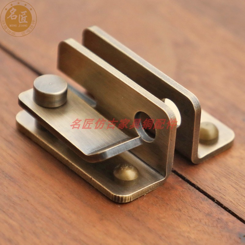 木门纯铜门栓插销卫生间反锁扣平开门门锁门扣移门推拉窗纯铜门闩
