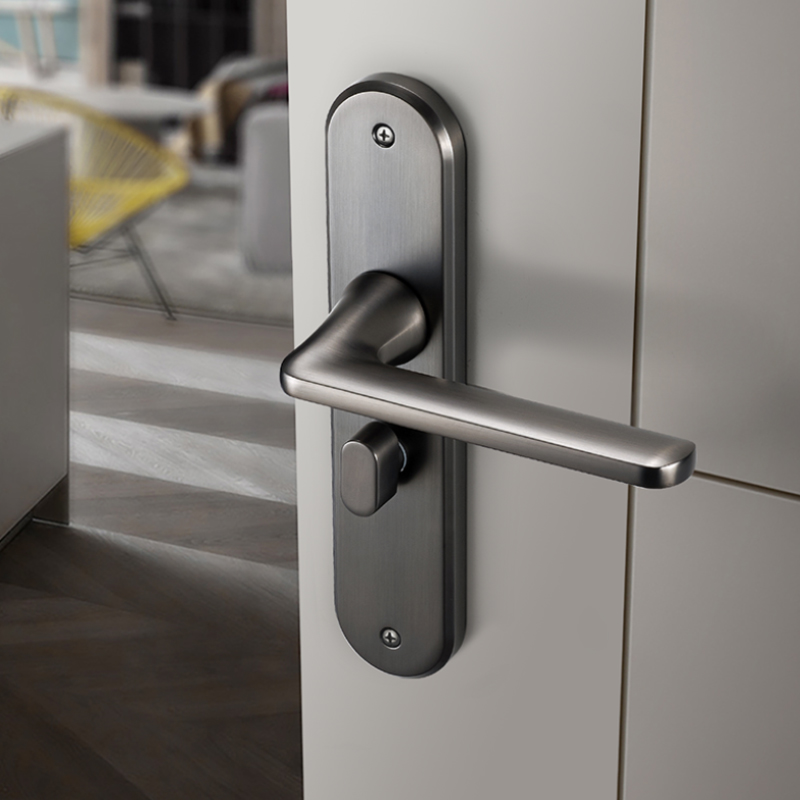 海佩施静音门锁木门卧室卫生间灰黑色简约家用通用型房门单舌锁具