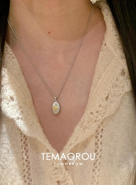 洗澡不掉色八芒星咖啡豆点钻拉丝吊坠项链女中古风锁骨链配饰