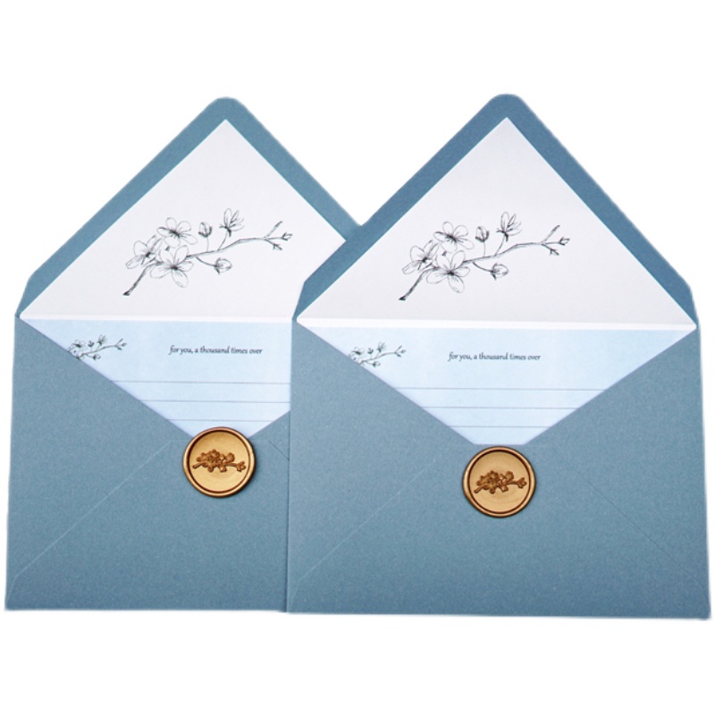 柔蓝 展信舒颜信封信纸火漆章套装 高级感浪漫简约精致情书文艺