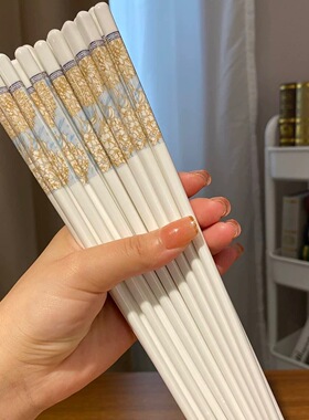 陶瓷筷子家用防霉防滑送礼环保易清洗骨瓷筷耐高温不变形