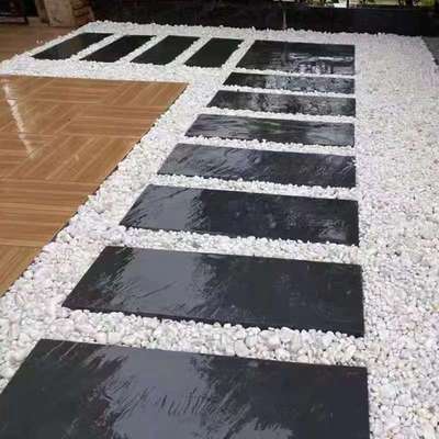 青石板踏步石不规则汀步石文化石黑色脚踏石圆形草坪垫脚石碎拼石