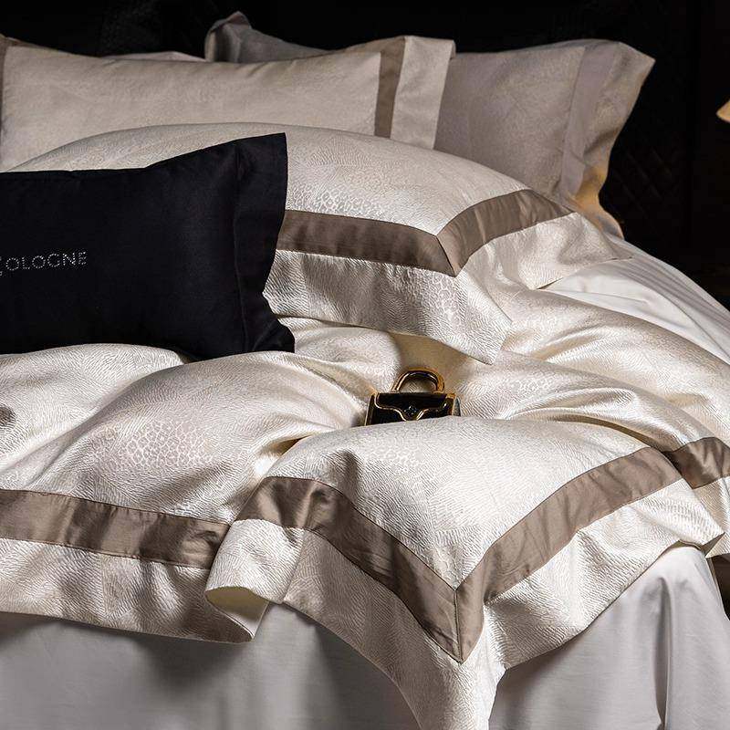 高端轻奢高精密锦缎全棉四件套色织提花被套床笠款裸睡主卧室床品