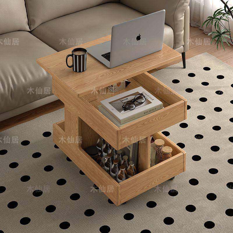 橡木实木可升降边几客厅茶几角几移动旋转沙发侧边桌多功能小推车,电子元器件市场,其它元器件,淘宝优惠券,粉丝福利购,淘宝优惠卷