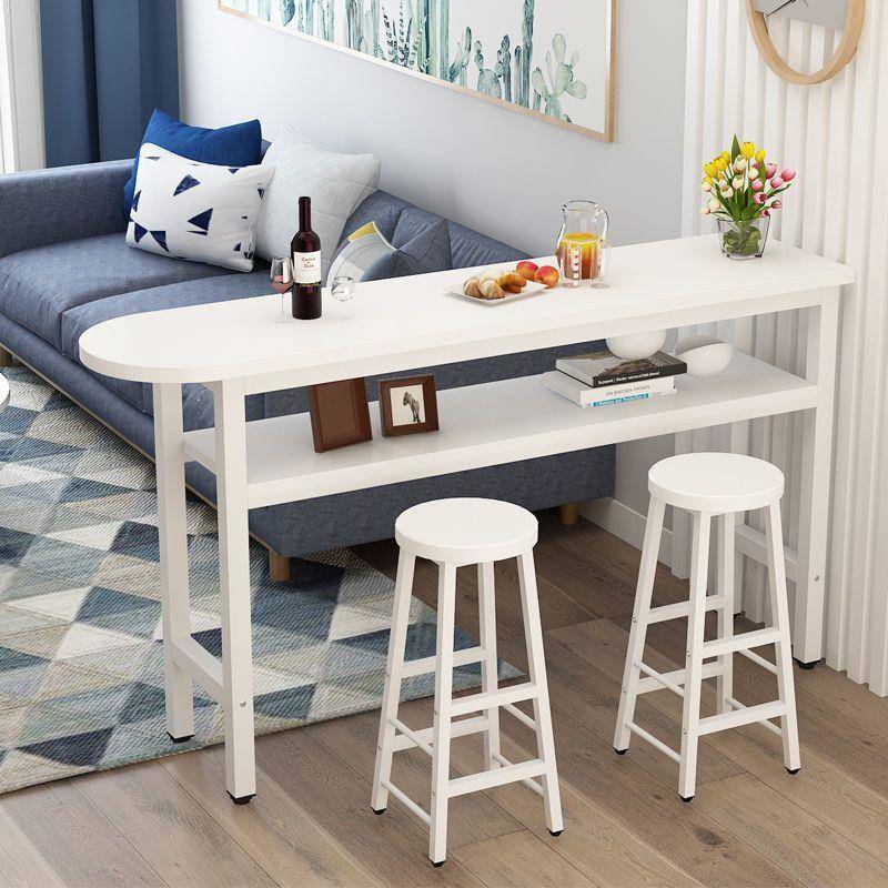 简约现代家用吧台桌靠墙餐厅饭店简易钢木长条吧台桌出租屋餐桌子