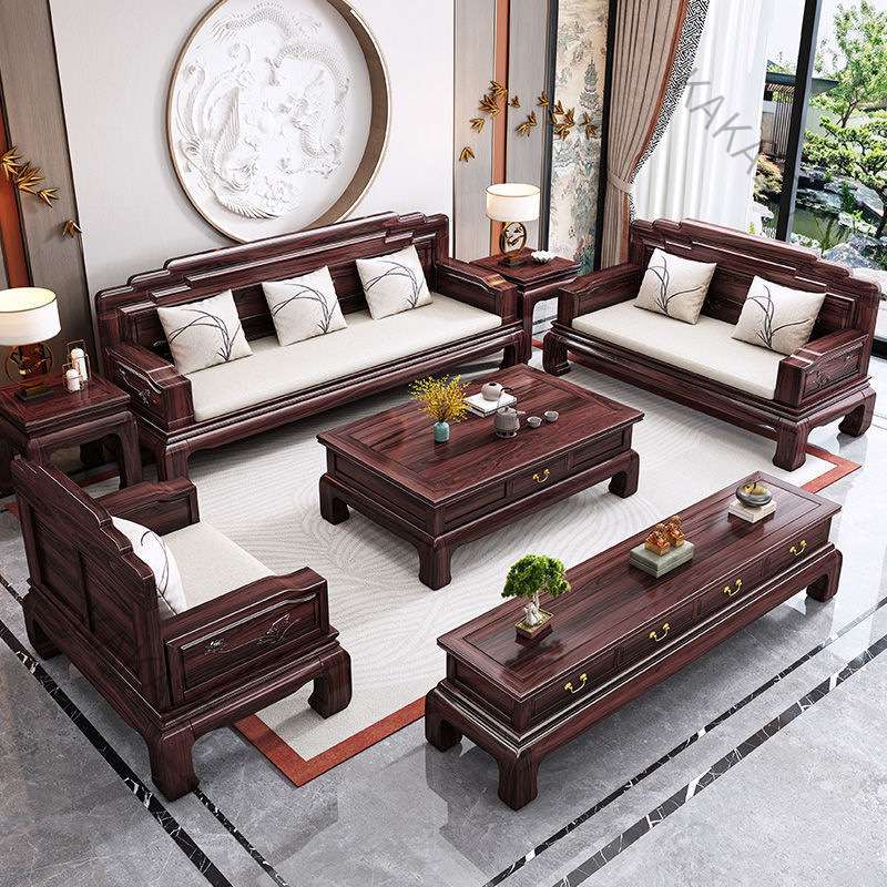 LCP1新中式金花梨木实木沙发组合仿古典明清古典冬夏两用客木