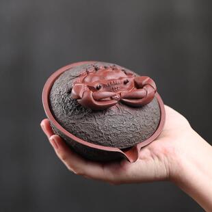 紫砂壶螃蟹手抓壶公道杯分茶器仿生器八方来财茶道配件茶具品茗杯