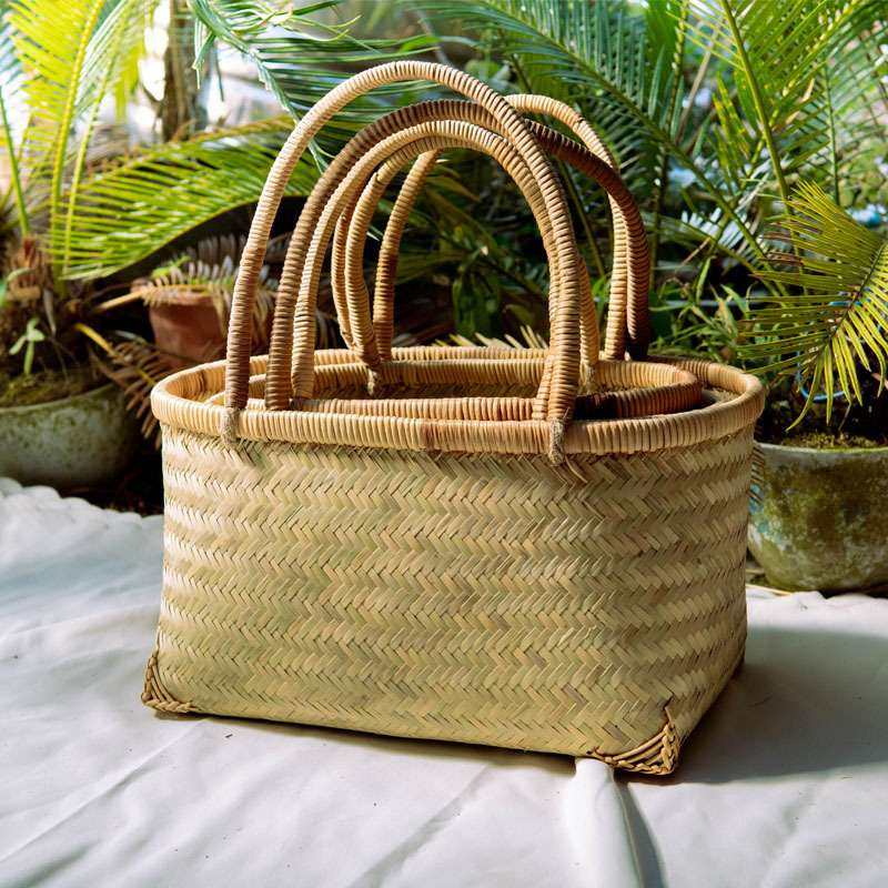 竹编买菜篮超市购物竹制品手工编织水果采摘篮户外野餐篮手提篮子,电子元器件市场,其它元器件,淘宝优惠券,粉丝福利购,淘宝优惠卷