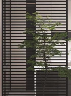 极简风格黑色金属格栅屏风定制铁艺不锈钢铝合金一字横条隔栅隔断