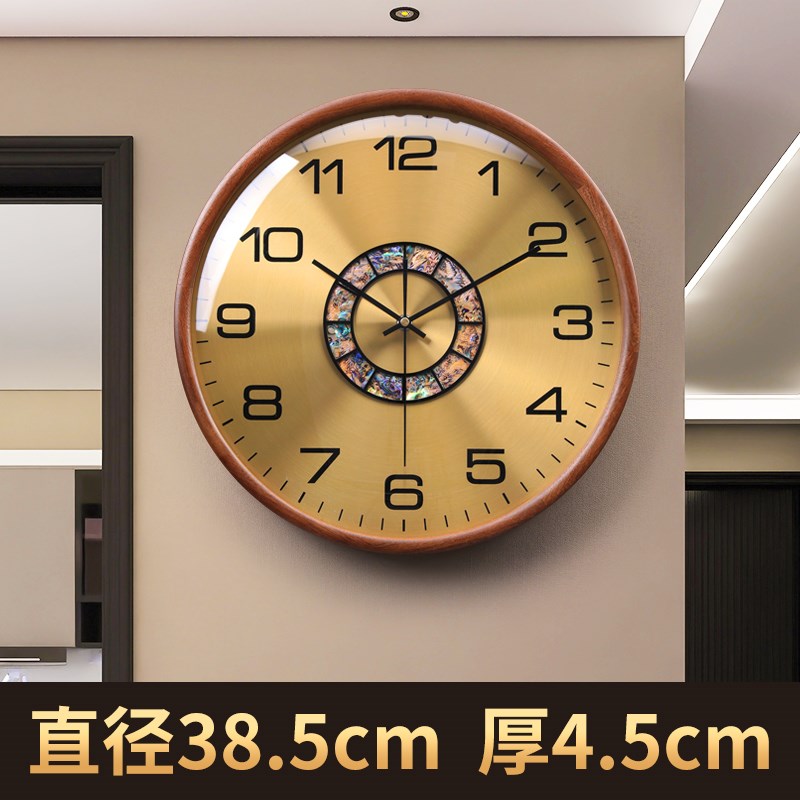 现代简约实木挂钟客厅n家用创意钟表轻奢大气挂表2024新款挂墙时