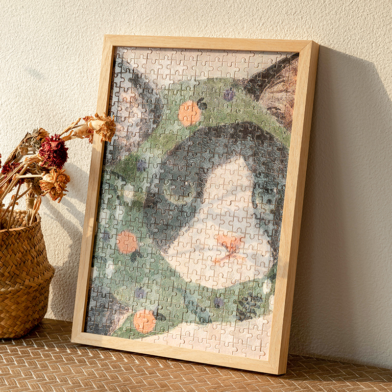 实木平图拼图裱框1000片大相框挂墙拼图画框框架裱框50x75可定制