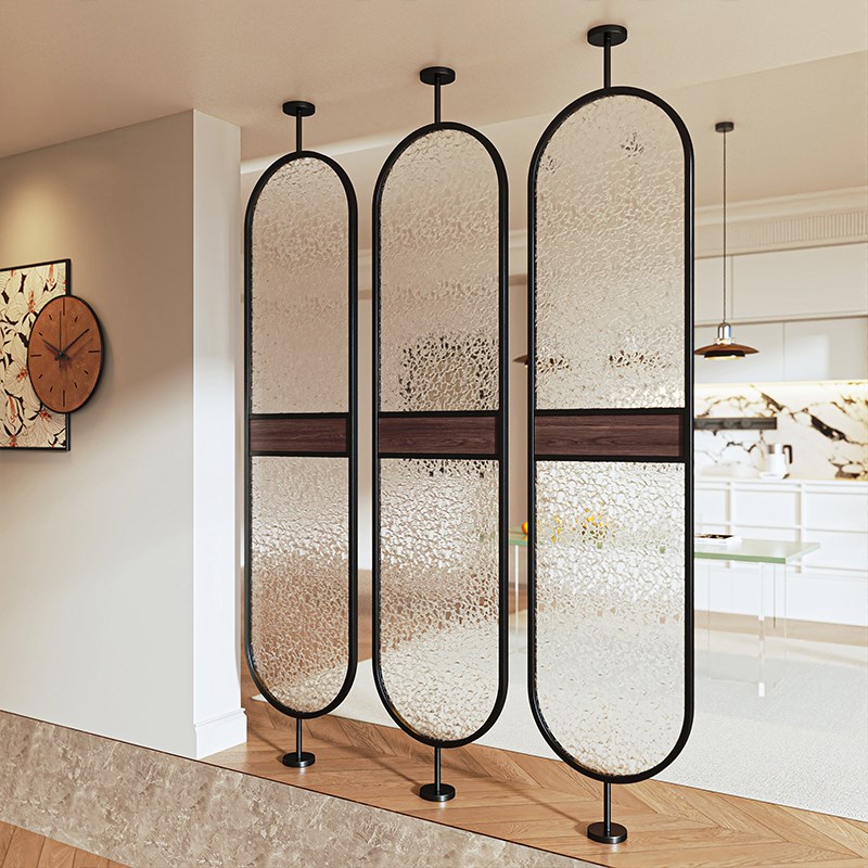 水波纹玻璃屏风隔断墙轻奢入户客饭厅卧室化妆室玄关酒店简约现代