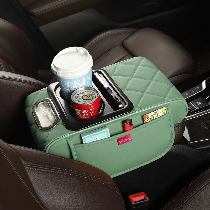汽车扶手箱垫四季通用纳帕皮中控扶手增高垫多功能纸Y盒茶杯架收