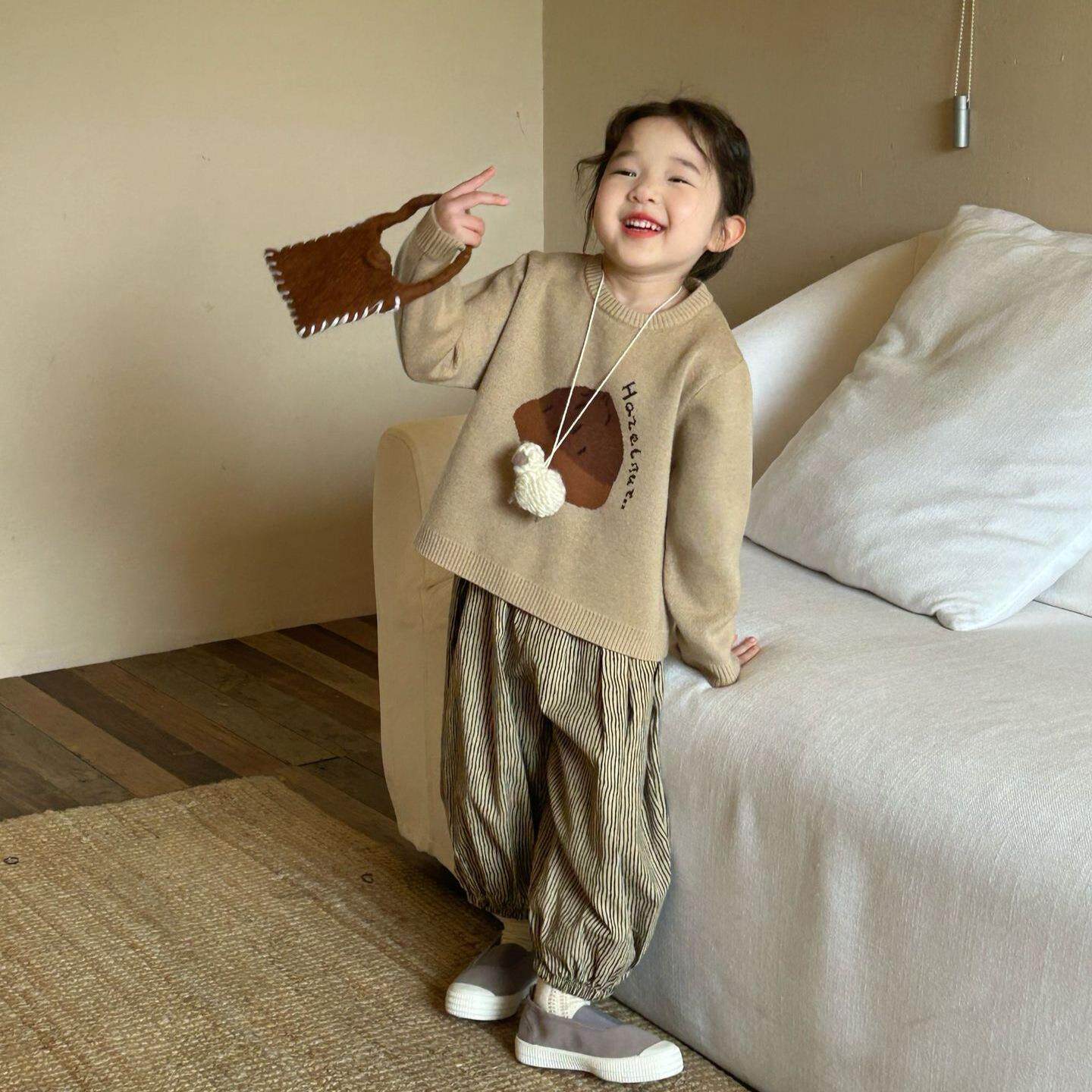 20秋24季新XPX507款童装 韩版童 男女童线卡通毛衫 圆领套头装毛