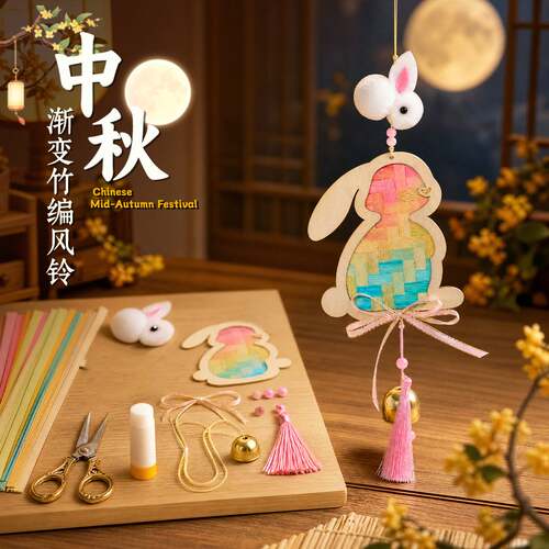 中秋节古风竹编风铃材料包挂件
