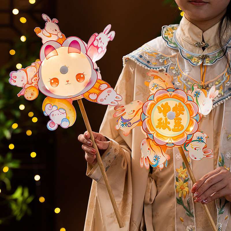 手工材料旋转风车卡通小灯笼花灯