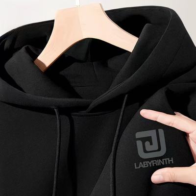 白色休闲连帽卫衣男秋季2025新款重磅宽松外套男款青少年加绒帽衫