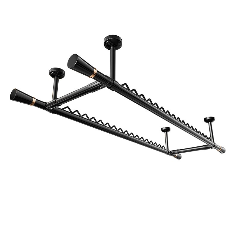 晾衣杆阳台固定式室内固定v座侧装防风固定扣一根叉丫卫生间悬挂