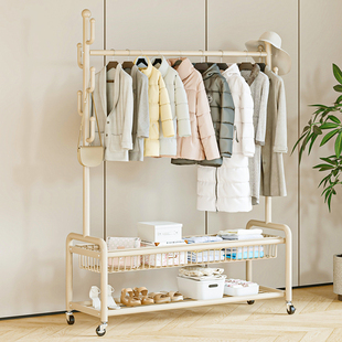 挂衣架落地卧室家用室内可移动晾衣架子阳台小型晾衣杆Y简易衣帽