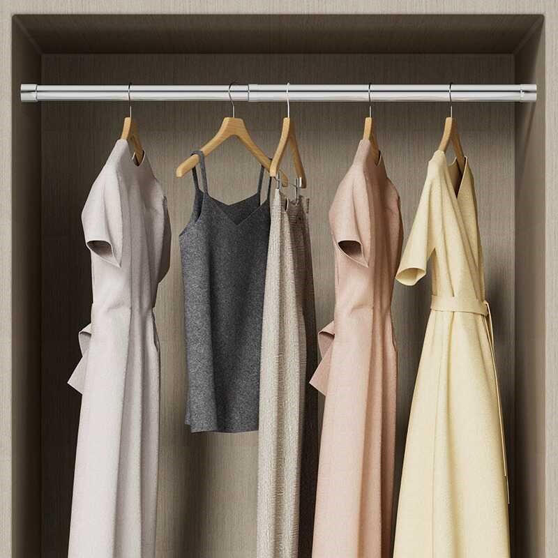 衣柜内挂衣杆不锈钢伸缩杆晾衣杆衣橱衣通架子法兰座固定横杆配件