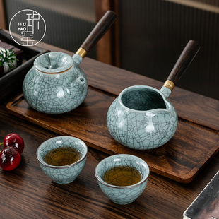 传世哥窑公道杯茶漏家用陶瓷开片冰裂分茶器茶海大号功夫茶具配件