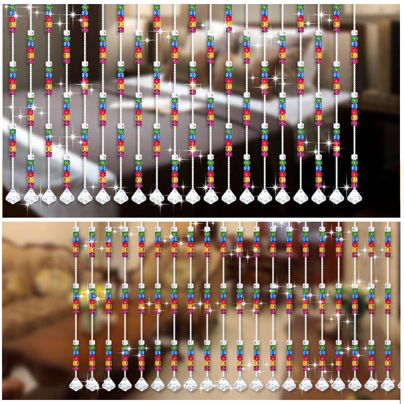新五彩门帘装饰仿水晶珠帘客厅隔断挂帘玄关卫P生间卧室亚克力帘