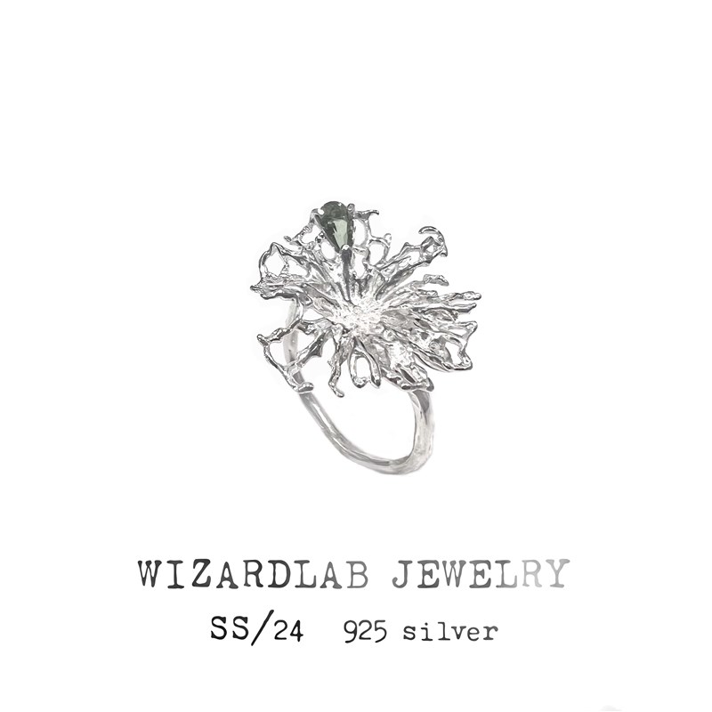 WIZARDLAB原创设计丨草v药系列 手工雕蜡高级感纯银枯荷叶戒