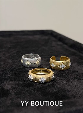 YYBOUTIQUE 925纯银意大利手工拉丝镀U金重工宫廷戒指