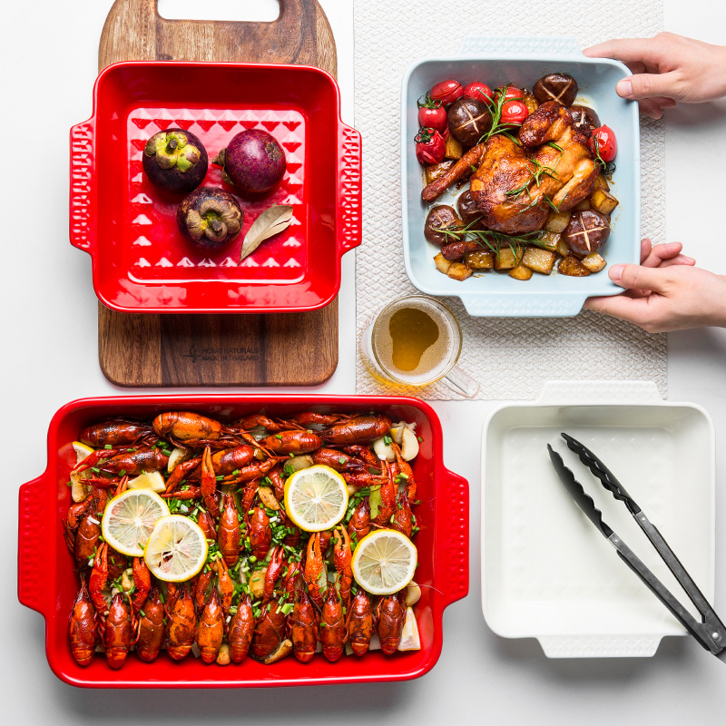 烤碗芝士焗饭烤盘家用陶瓷大号烘焙双耳长方形微波U炉烤箱烤肉鱼