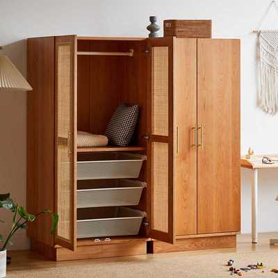庄里纯实木儿童衣柜卧室樱桃木简约整装木蜡油日式现代组合大衣橱