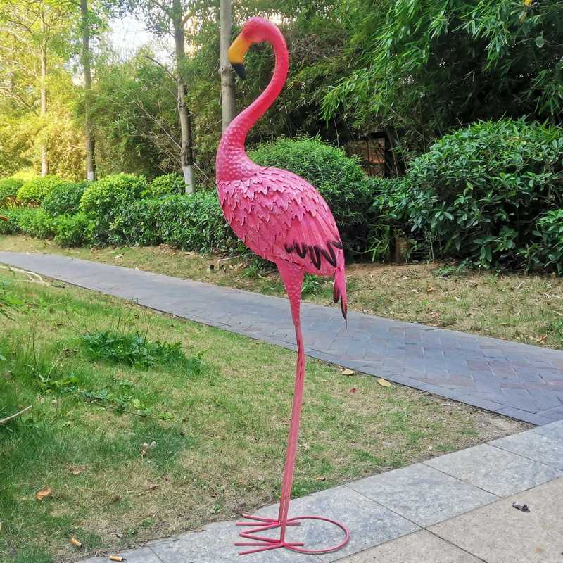 跨境 户外庭院花园铁艺外贸田园火烈鸟装饰婚庆摆拍道具