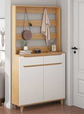 7K橡木色简欧60/80/100/120宽33高180家用客厅玄关柜挂衣架一体鞋