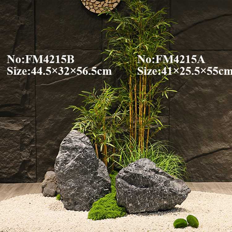 仿真石头 室内软装假山石摆件 庭院生态造景 玻璃钢 黑山石乌金石